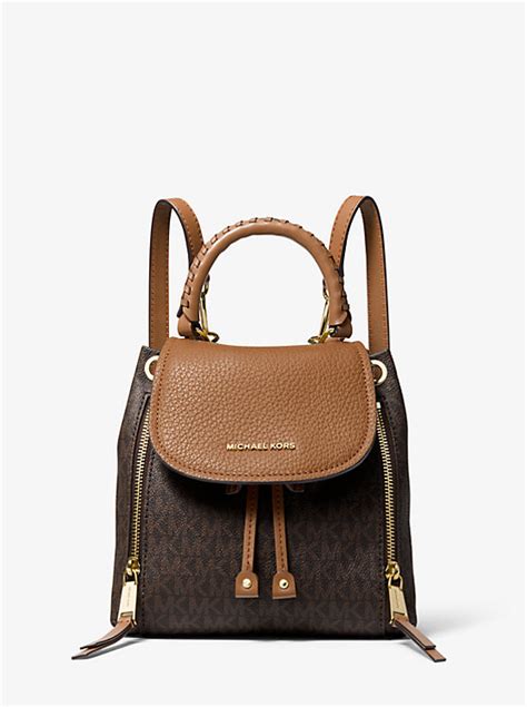 michael kors viv extra-small pebbled leather backpack - brown